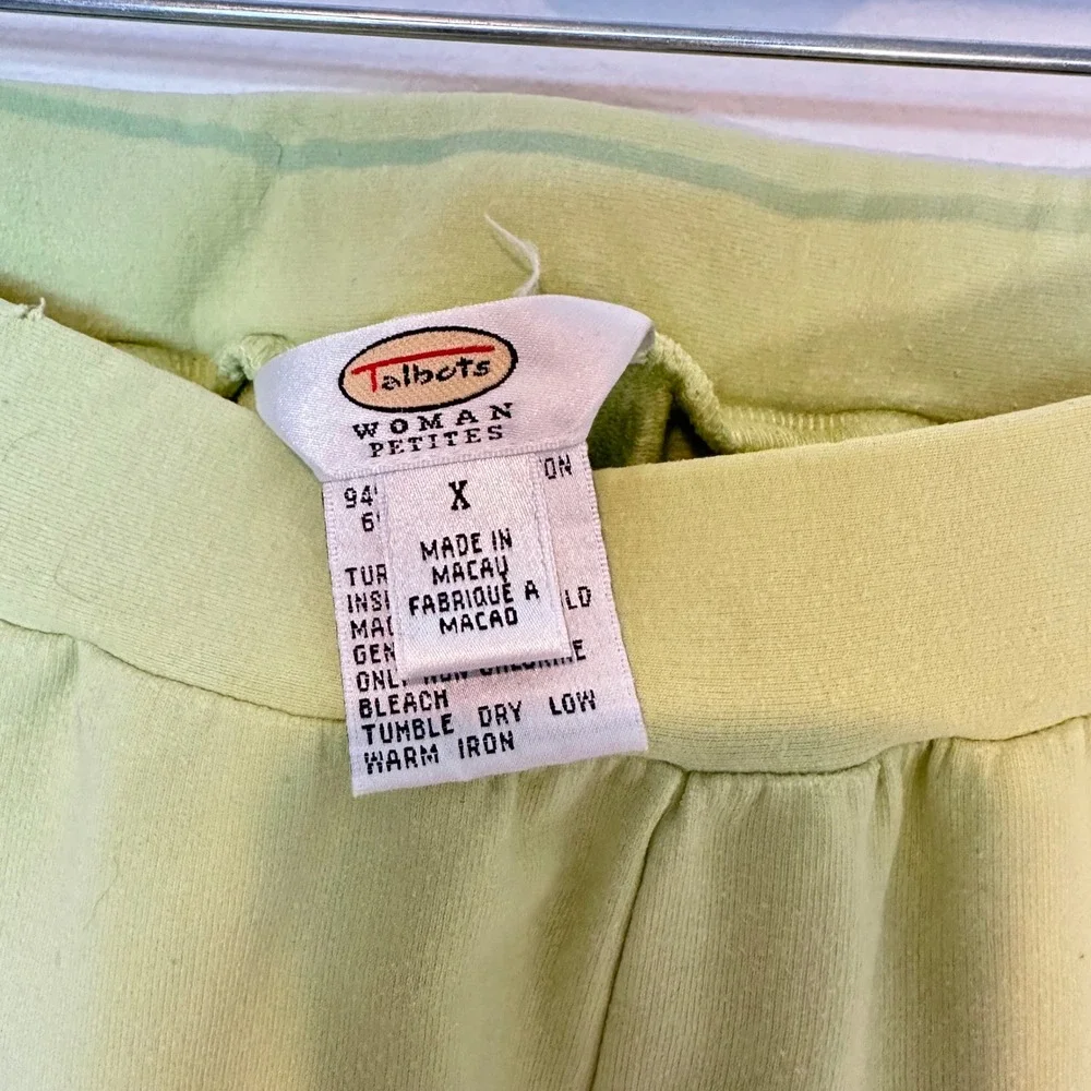 Talbots Women's co-ord Set P1X Lime Green Zip Jacket Capri Tracksuit Relaxed Fit